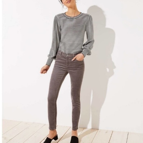 LOFT Pants - Loft Skinny Corduroy Grey Pants Size 31/12